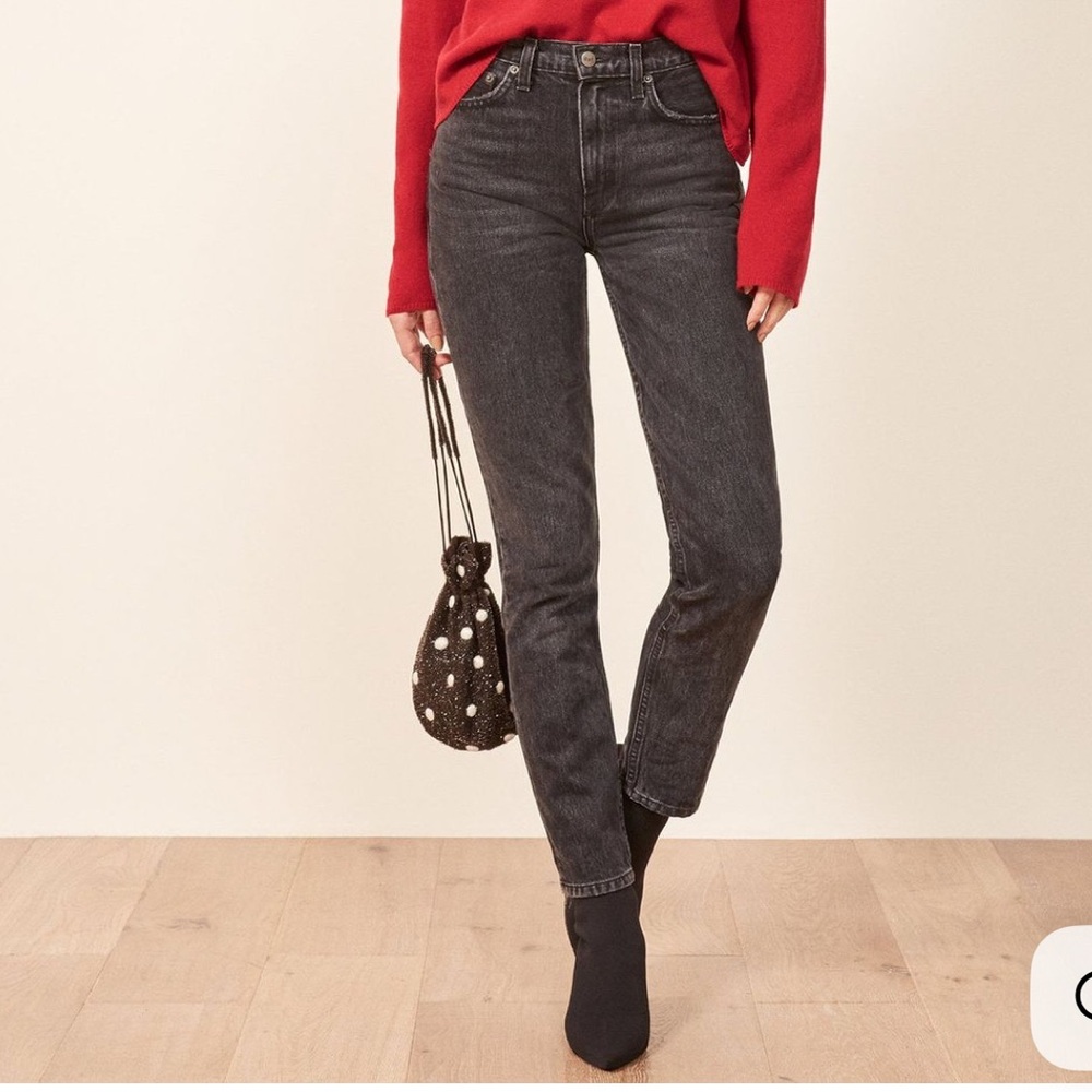 Reformation Julia‎ High Rise Cigarette Straight Leg Jeans Charcoal Size 29 - Picture 3 of 14